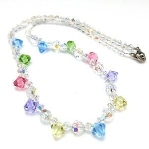 Swarovski Elements Crystal Hand-crafted Necklace, Clear AB Pastel Beads, 18 Inch